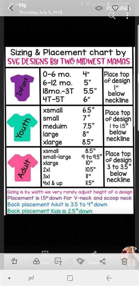 Cricut Size Chart For Shirts