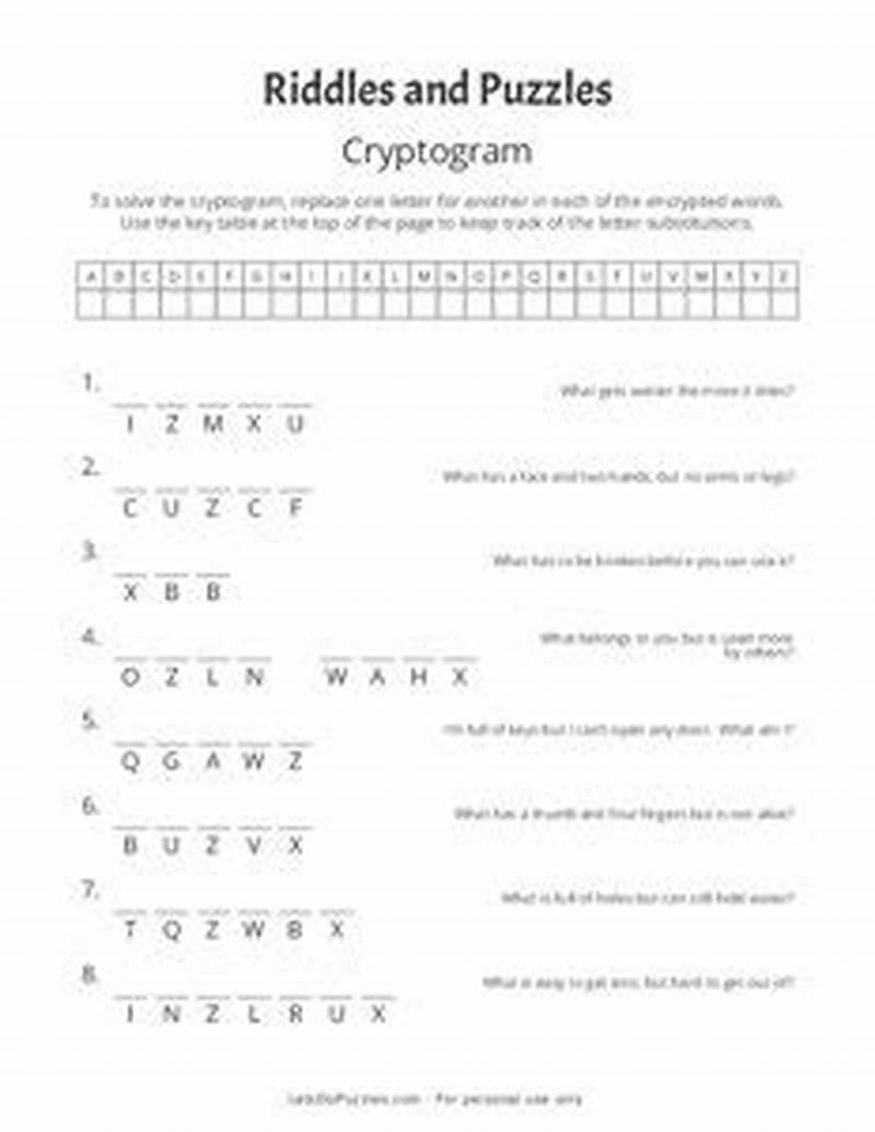 Cryptogram Printable Worksheets