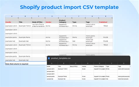 Csv Template Shopify