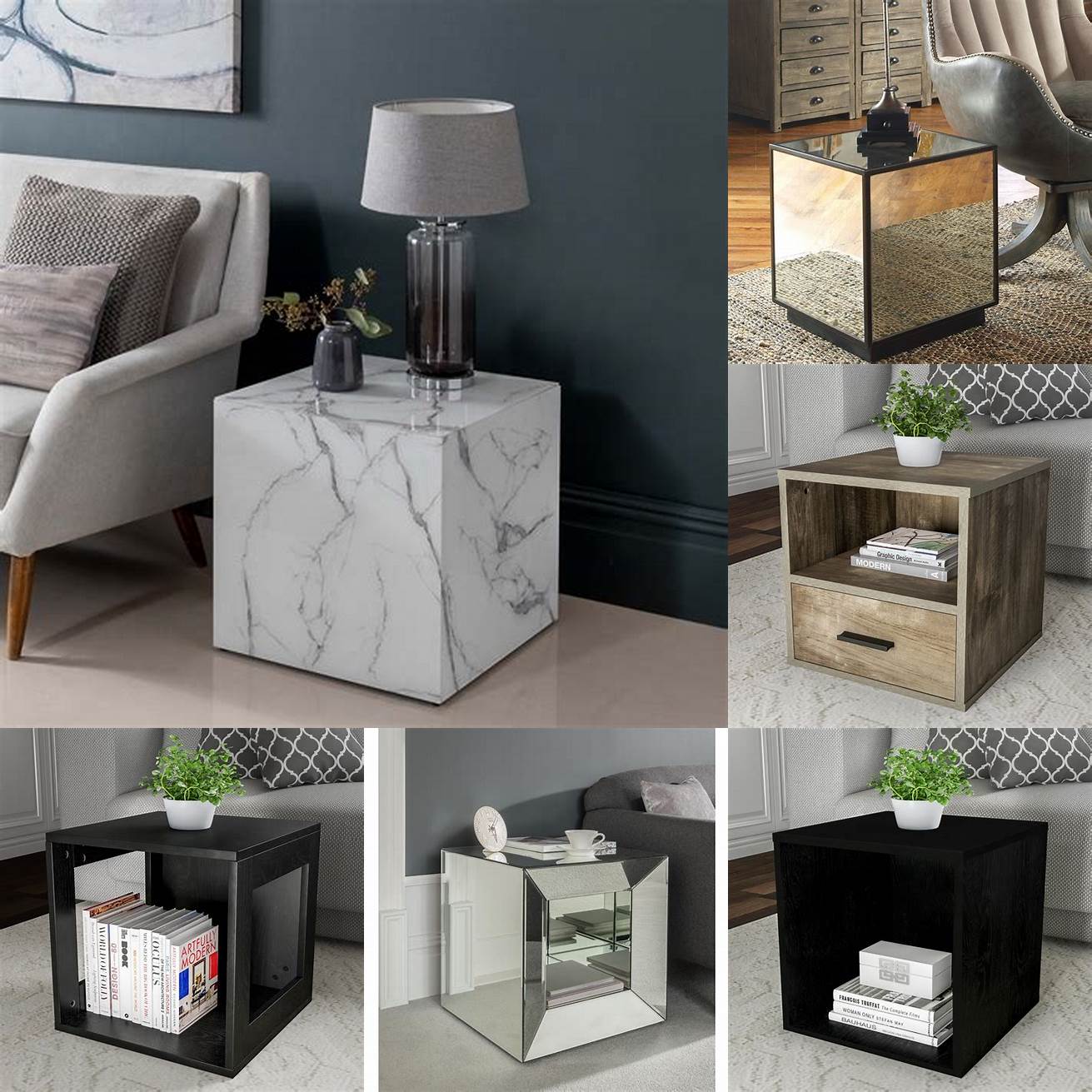 Cube side tables in a bedroom
