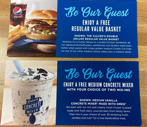 Culvers Free Value Basket Coupon Printable