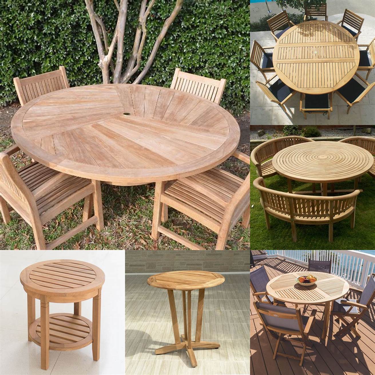 Cup Holder Teak Patio Furniture Round Table