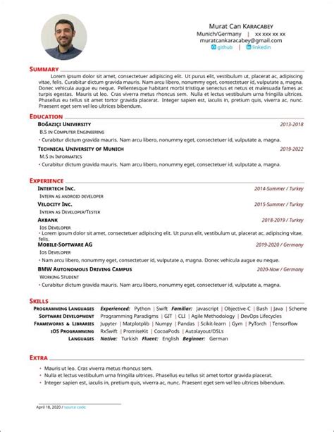 Curriculum Vitae Latex Templates