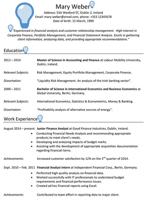 Curriculum Vitae Template Ireland