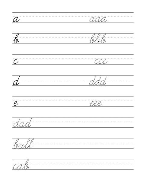 Cursive Worksheets Printable Free