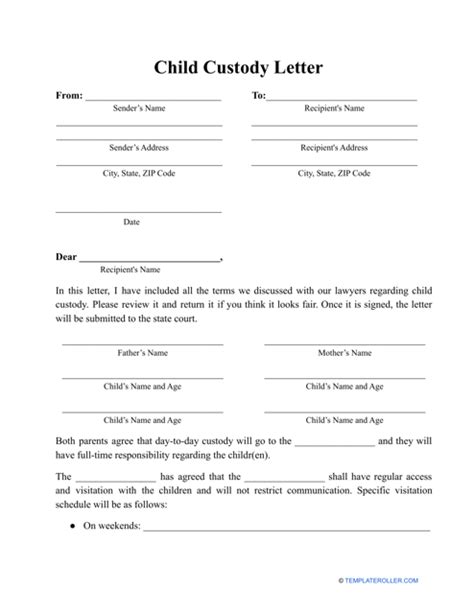 Custody Template Letter