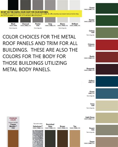 Custom Bilt Metals Color Chart