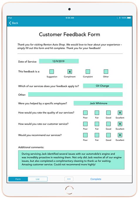 Customer Feedback Forms