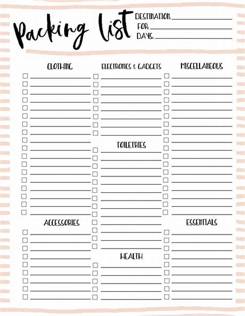 Customizable Packing List Printable