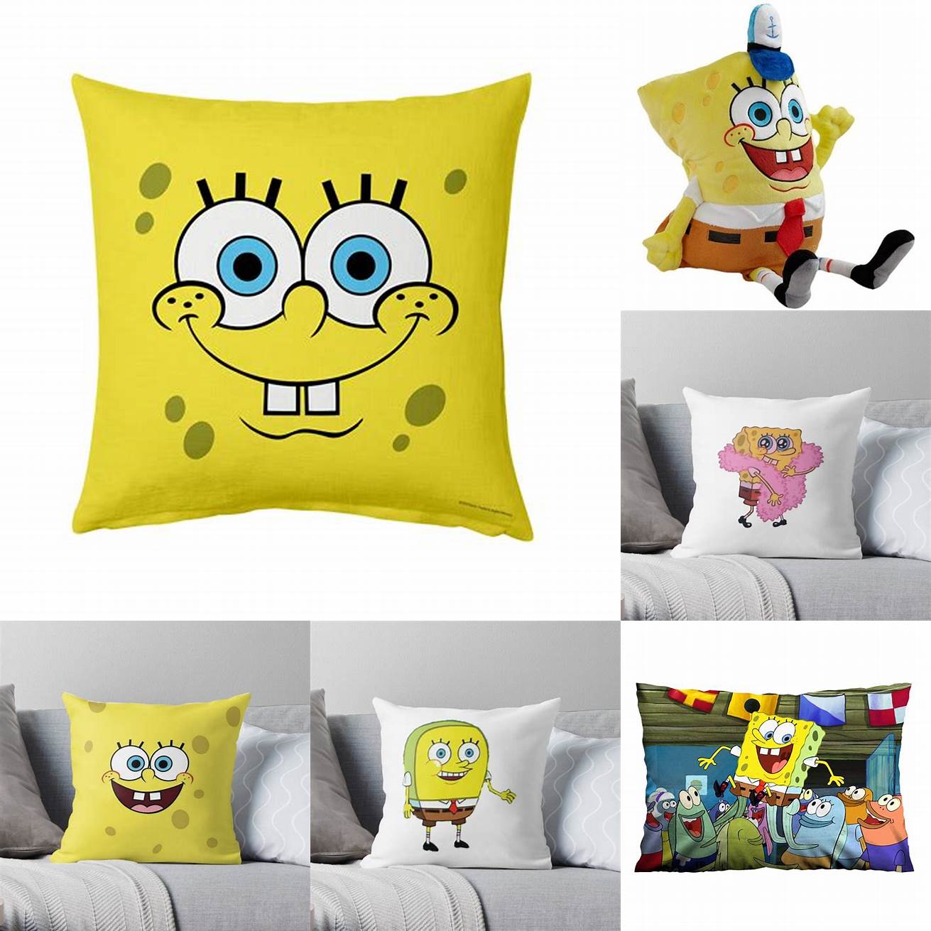 Cute Spongebob Throw Pillow