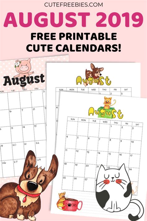Cute Back Yo School Printable August 2019 Calendar