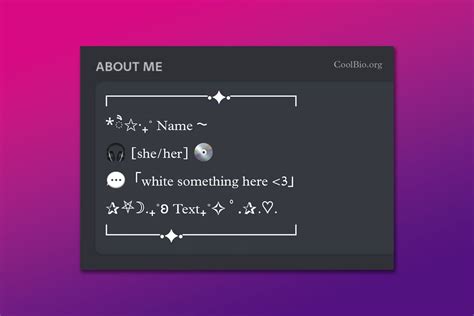 Cute Discord Bio Template