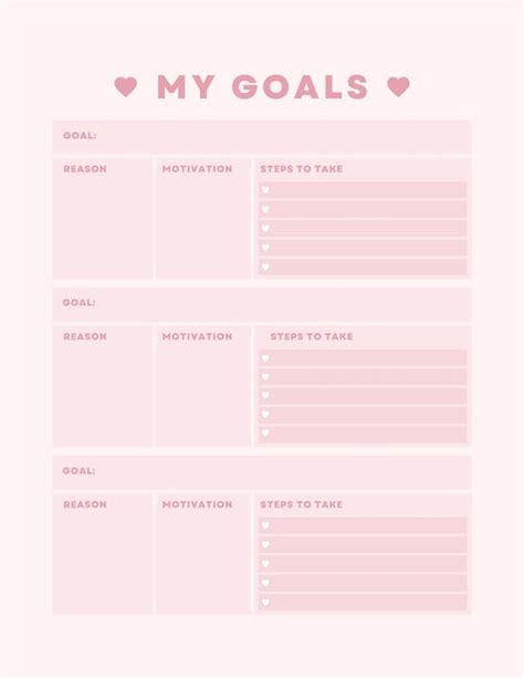 Cute Goals Template