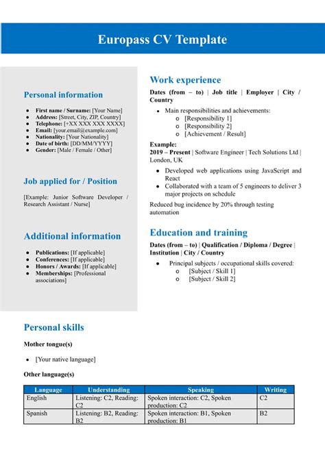 Cv Europe Template
