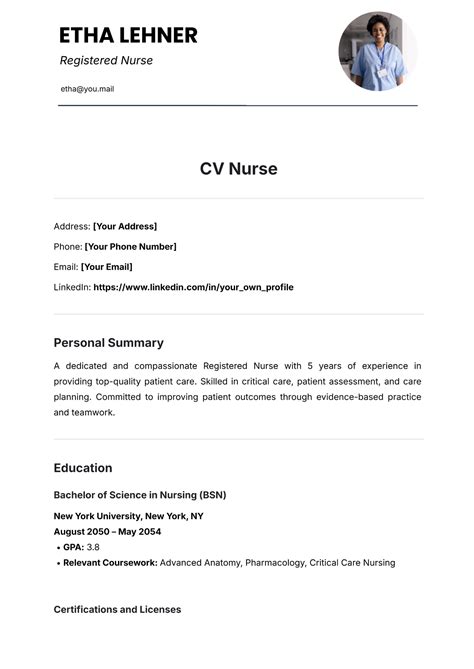 Cv Template For A Nurse