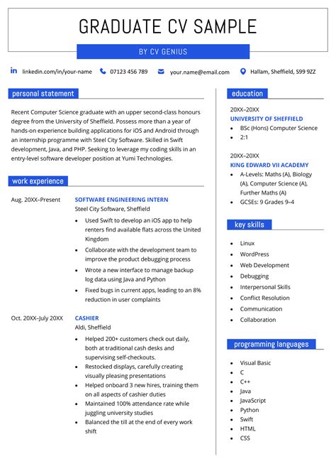 Cv Template For Graduate School