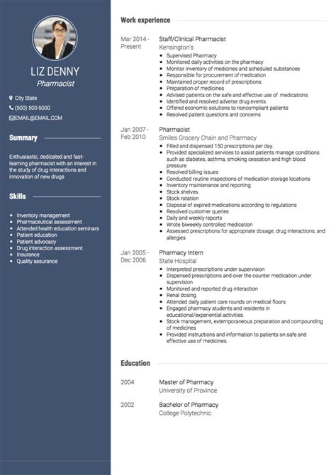 Cv Template Pharmacist