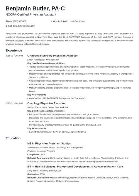 Cv Template Physician Assistant