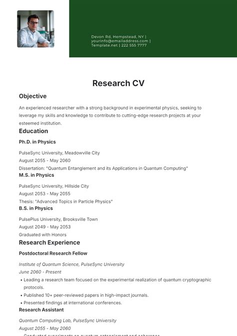 Cv Template Research