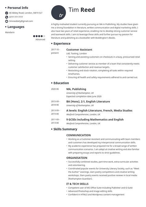 Cv Template Student Uk