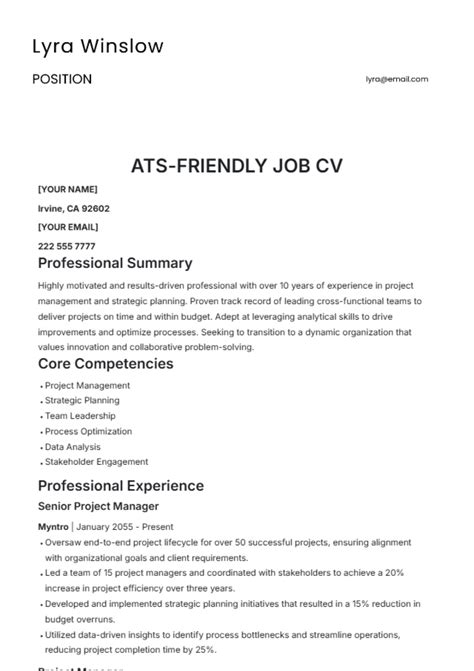 Cv Templates Ats Friendly