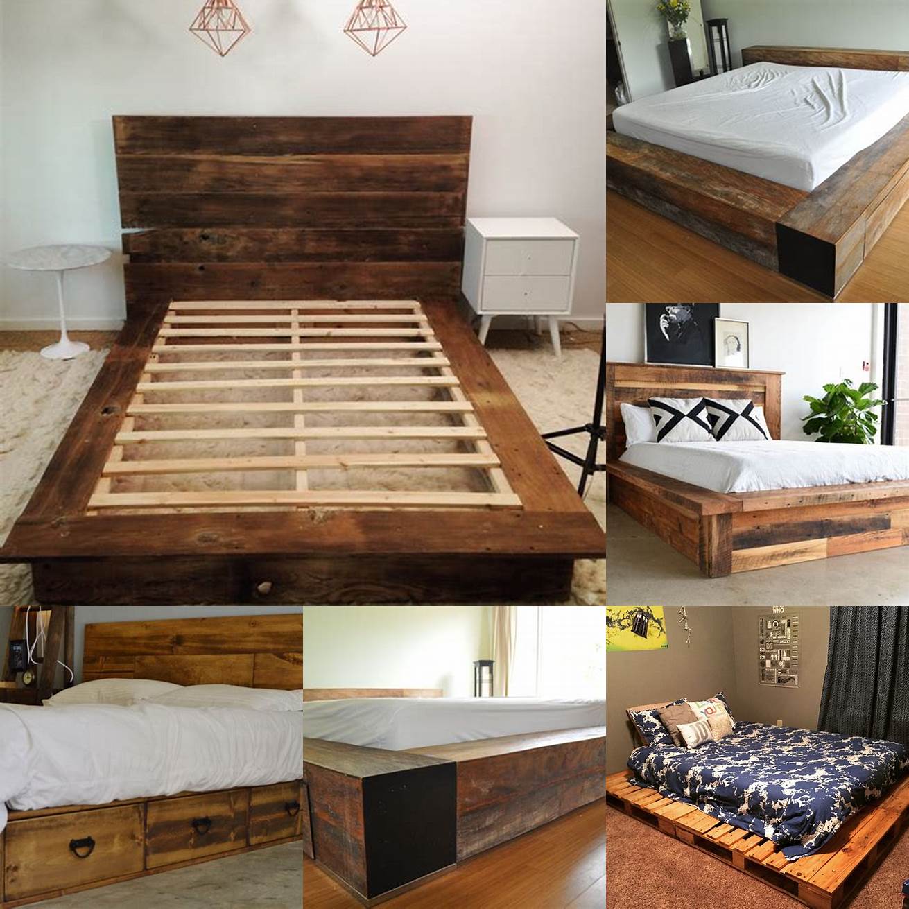 DIY platform bed made from reclaimed wood