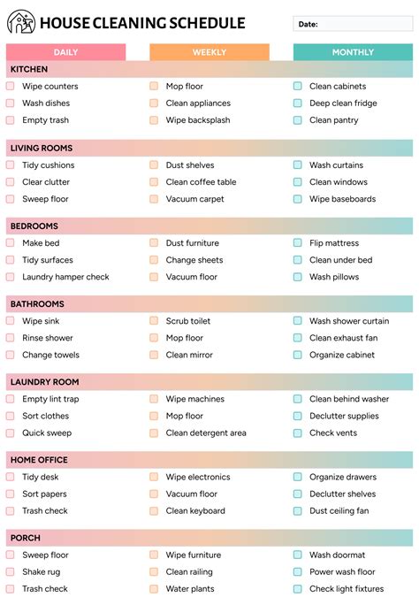 Daily Cleaning Schedule Printable