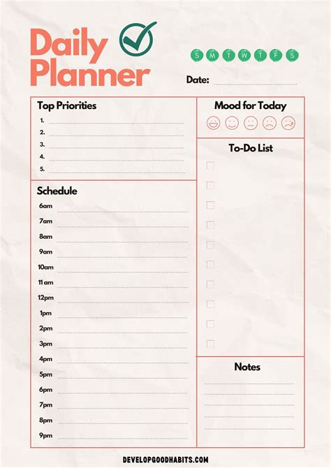 Daily Planners Templates Free