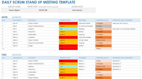 Daily Standup Meeting Template