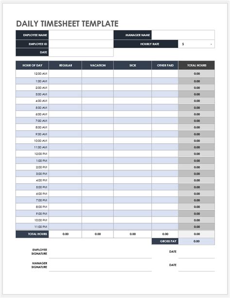 Daily Time Card Template Excel