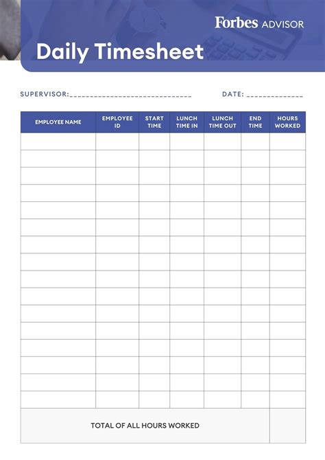 Daily Timesheet Template