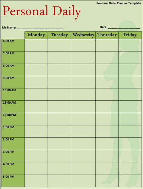 Daily Timetable Template