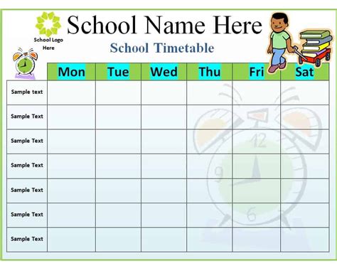 Daily Timetable Template Word