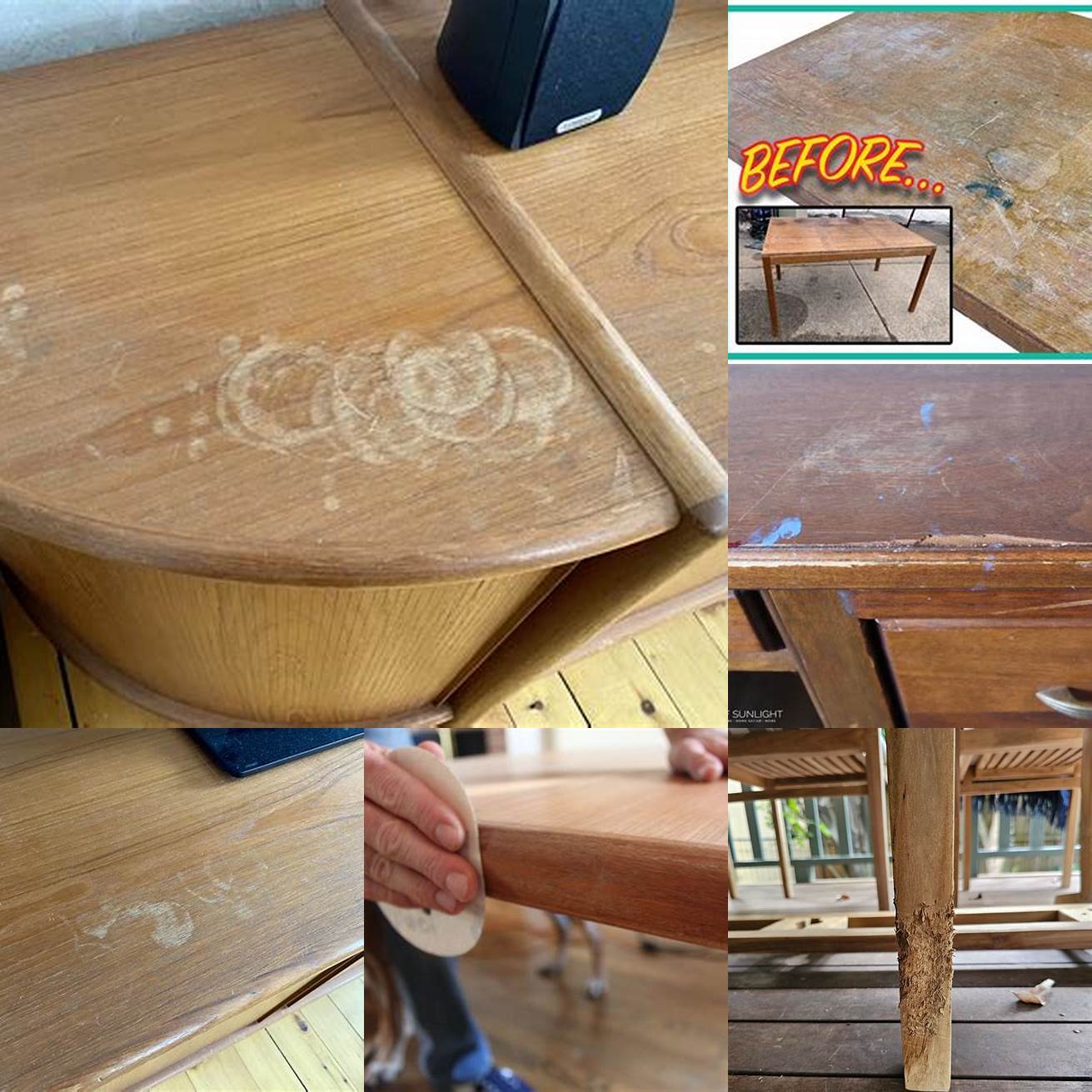 Damaged teak furniture