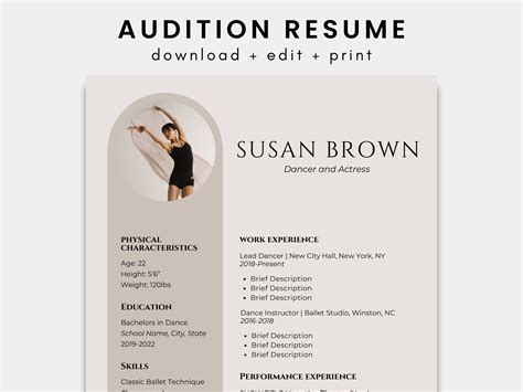 Dance Resume Template