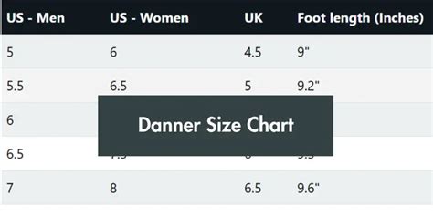 Danner Boot Size Chart
