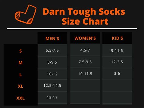 Darn Tough Sizing Chart