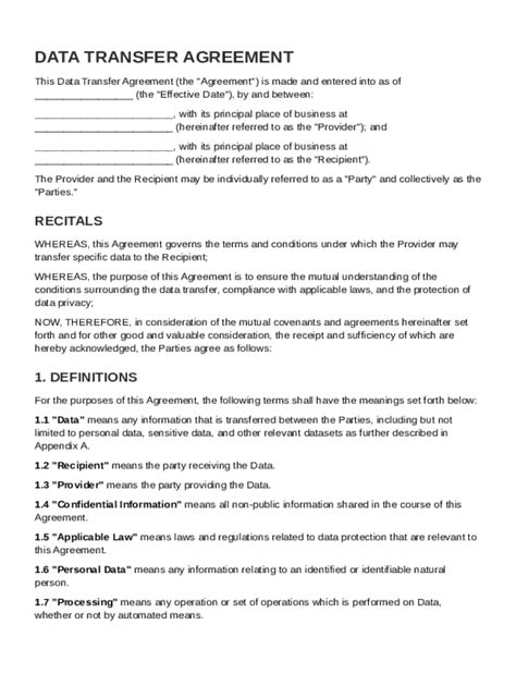 Data Transfer Agreement Template
