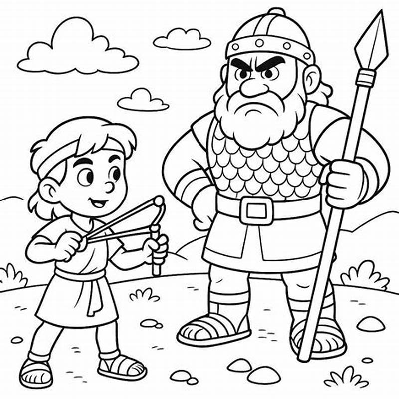 David And Goliath Coloring Sheet With Scripture