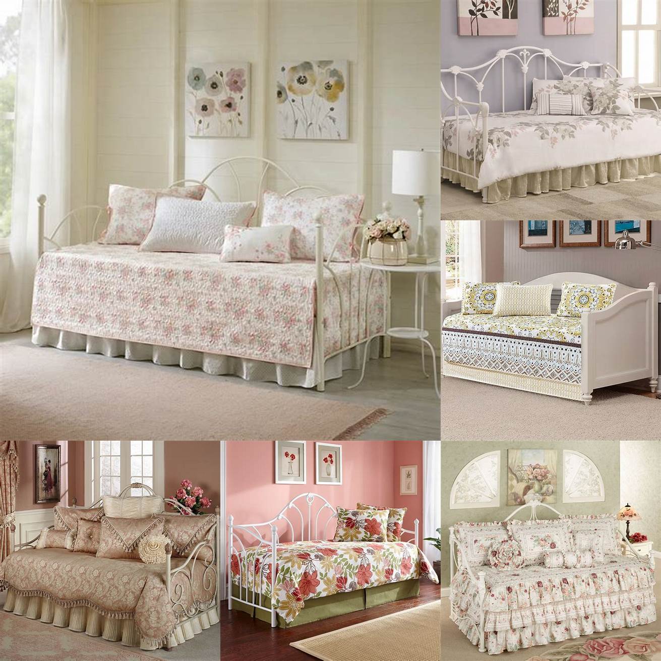 Daybed with floral pillows