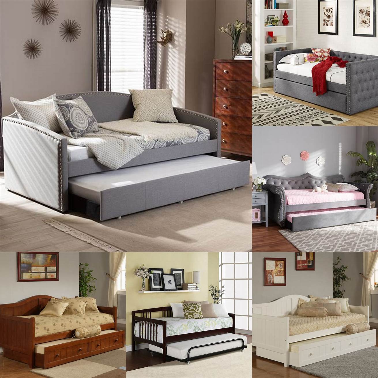 Daybeds with trundle This type of bed features a twin-size trundle bed that can be used as a sofa or a daybed during the day It is perfect for small living rooms or studio apartments
