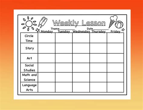 Daycare Lesson Plan Template