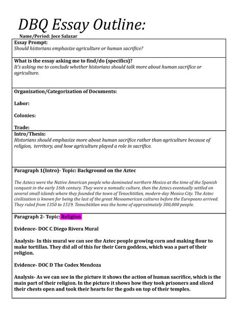 Dbq Outline Template