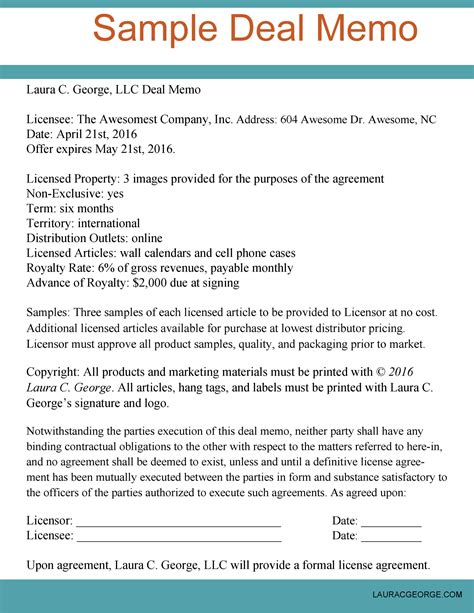 Deal Memo Template