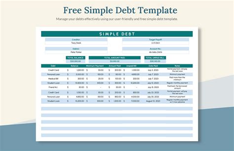 Debt Tracker Notion Table Template Free