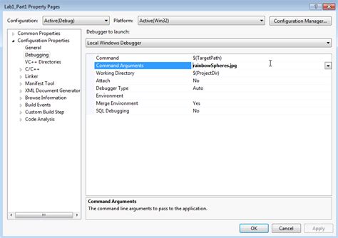 Debugging with command-line parameters in Visual Studio