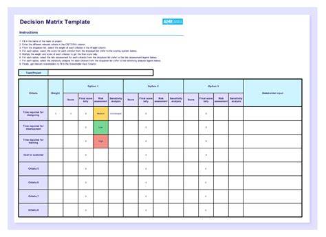 Decision Matrix Template Excel