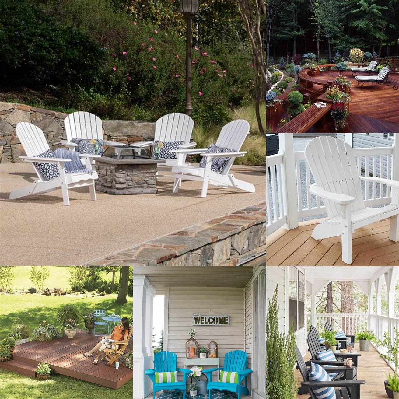 Deck - Create a relaxing lounge area on your deck with white Adirondack chairs and a matching side table