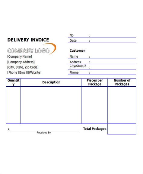 Delivery Invoice Template