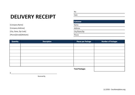 Delivery Receipt Template